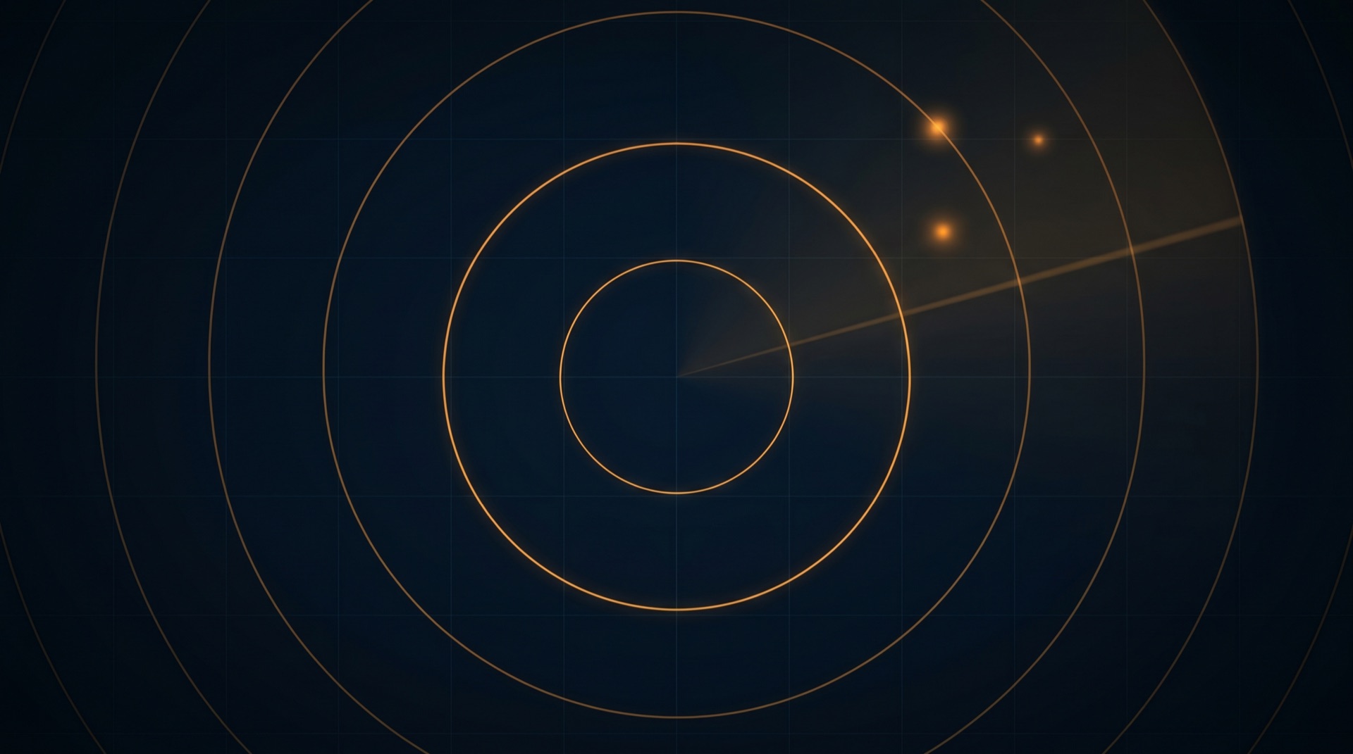 Abstract radar rings over a dark grid